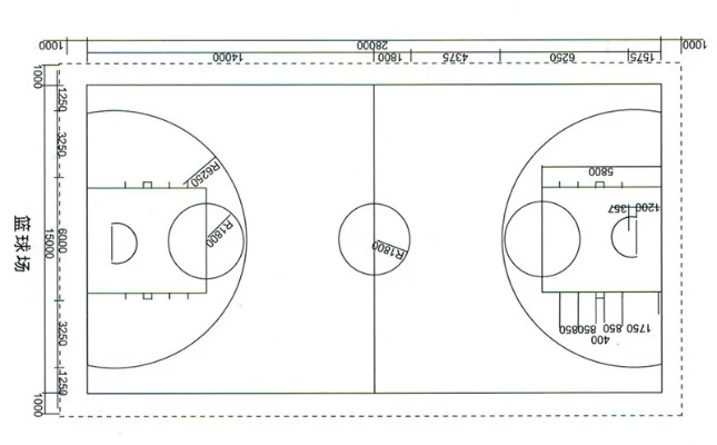 篮球场地标准尺寸设计图纸，让你的球场更专业更规范
